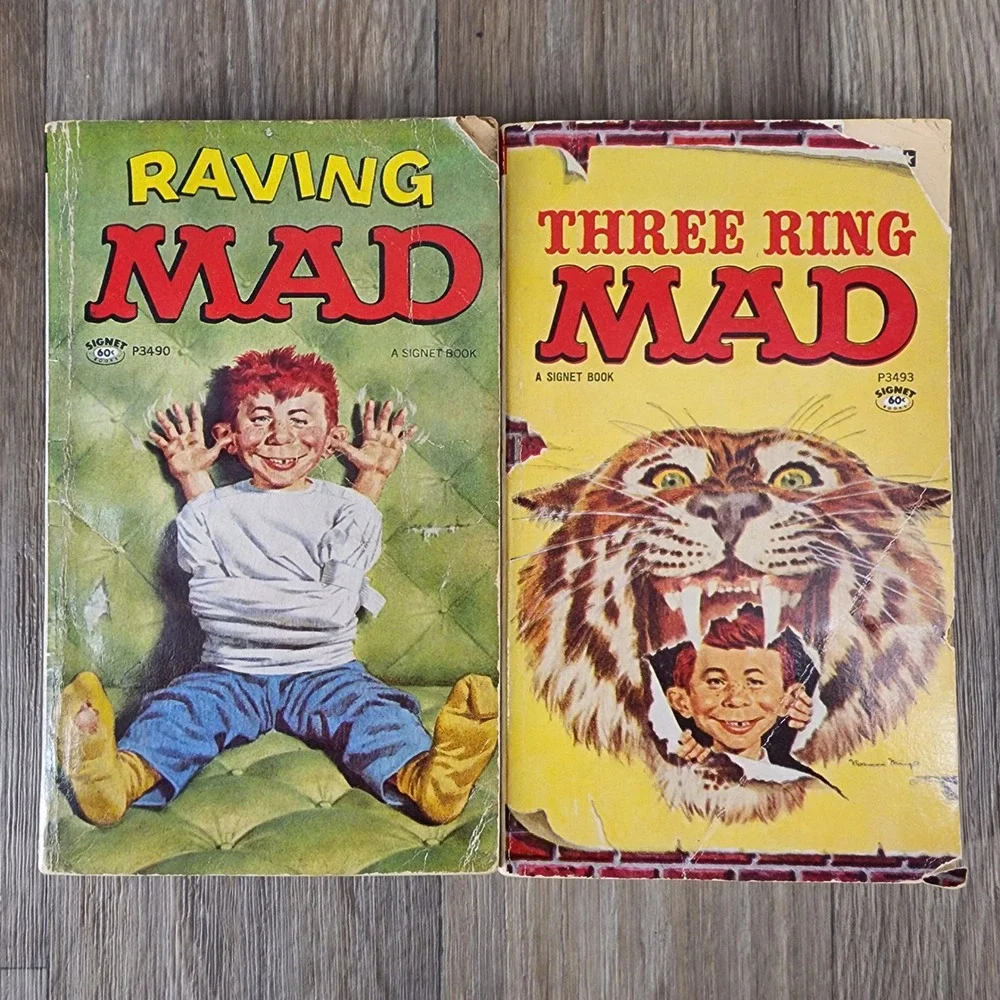 Vintage MAD Magazine Paperback Book Lot Raving MAD Three Ring MAD Signet 1960s